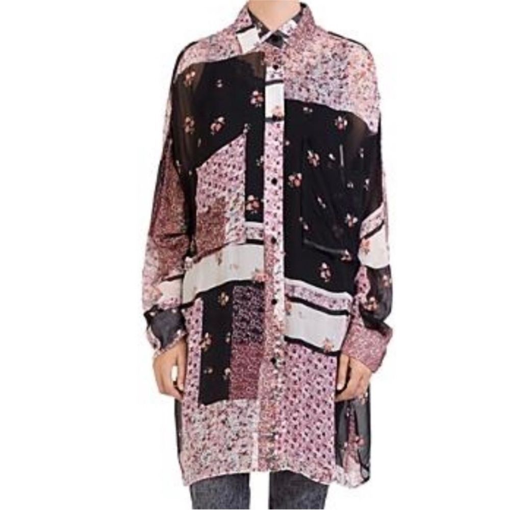 The Kooples Oversized Patchwork Roses Flowers Tunic Shirt Size 1 (US Small)